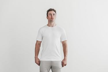 Nobull Lightweight Men's T Shirts White | Australia (VC1749)